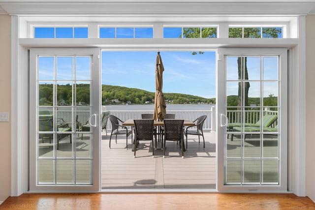200 Perch Rock Trl, Winchester, CT 06098 - doorway with a water view and wood finished floors