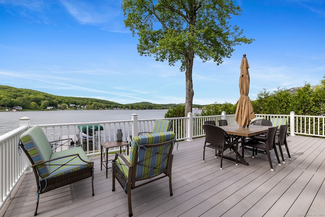 200 Perch Rock Trl, Winchester, CT 06098 - wooden deck featuring a water view and outdoor dining area