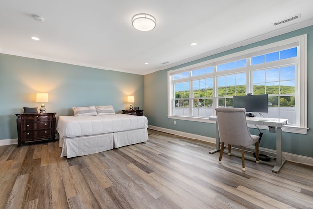 200 Perch Rock Trl, Winchester, CT 06098 - bedroom featuring crown molding, baseboards, wood finished floors, an office area, and recessed lighting