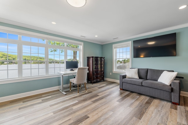 200 Perch Rock Trl, Winchester, CT 06098 - office with ornamental molding, baseboards, wood finished floors, and recessed lighting