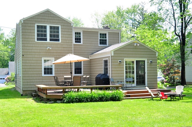 6 Lennox Ave, Windsor, CT 06095 - rear view of property with a deck, a yard, and a chimney