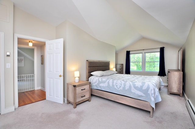 6 Lennox Ave, Windsor, CT 06095 - bedroom featuring light colored carpet, lofted ceiling, and a baseboard radiator