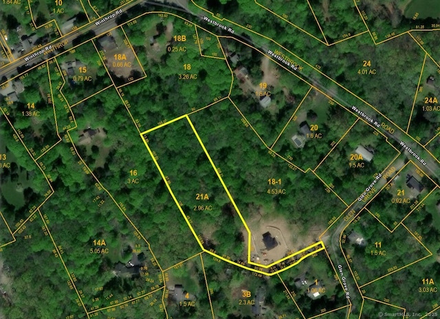 Glen Grove Rd, Deep River, CT 06417 - aerial view of property's location with property boundaries highlighted