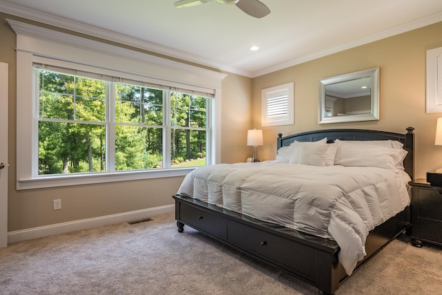 3 Prospect Rdg, Simsbury, CT 06070 - bedroom featuring crown molding, carpet floors, baseboards, recessed lighting, and ceiling fan
