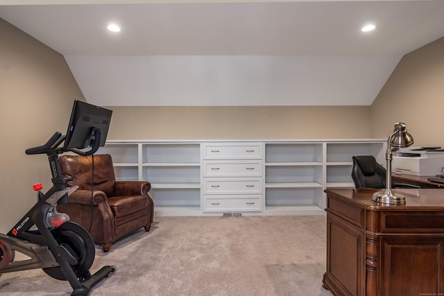 3 Prospect Rdg, Simsbury, CT 06070 - office area featuring lofted ceiling, light carpet, and recessed lighting