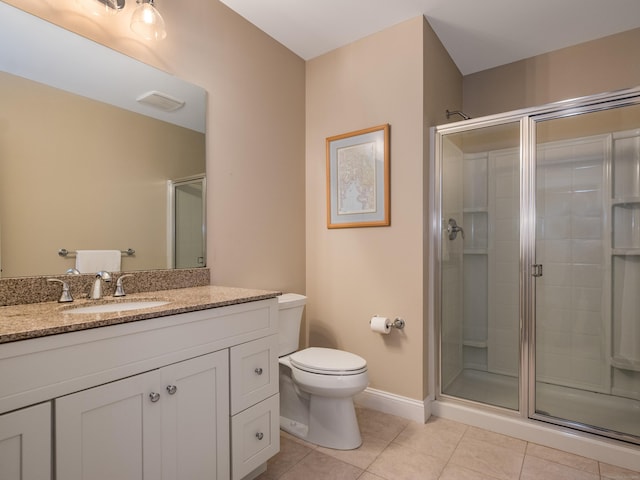 3 Prospect Rdg, Simsbury, CT 06070 - bathroom featuring tile patterned flooring, a shower stall, toilet, vanity, and baseboards