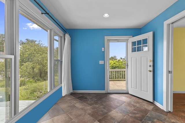 62 Surf Ave, Milford, CT 06460 - entryway featuring baseboards, plenty of natural light, recessed lighting, and stone tile floors