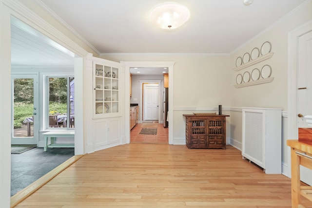 11 Overlook Rd, Westport, CT 06880 - hallway with ornamental molding and light wood finished floors