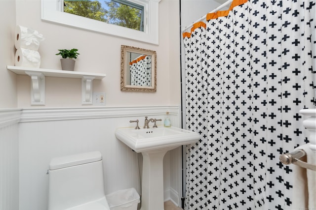 11 Overlook Rd, Westport, CT 06880 - bathroom featuring toilet and a wainscoted wall