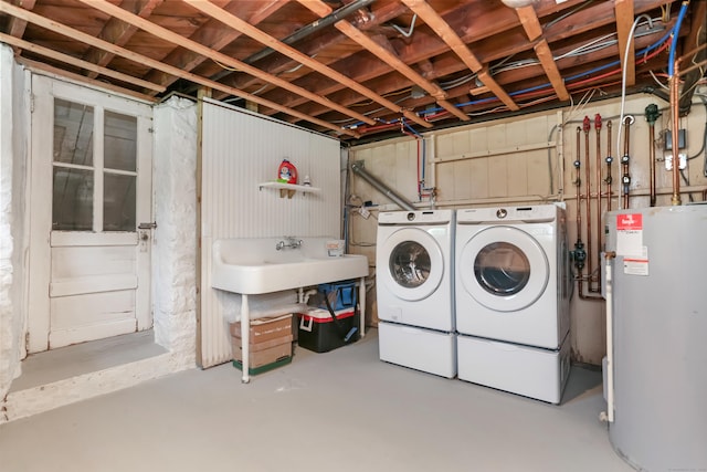11 Overlook Rd, Westport, CT 06880 - laundry area featuring water heater and washer and dryer