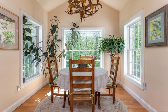 23 Anita Way, Warren, CT 06754 - dining room with vaulted ceiling, a chandelier, plenty of natural light, and baseboards