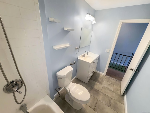 330 Short Beach Rd Apt F6, East Haven, CT 06512 - bathroom featuring vanity, toilet, tub / shower combination, tile patterned floors, and baseboards