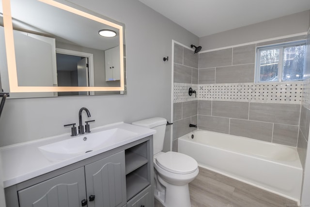 670 Putnam Pike, Rhode Island, RI 02828 - bathroom with toilet, shower / bathtub combination, vanity, and wood finished floors