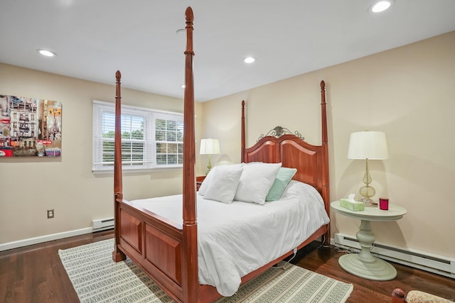 27 E Gate Rd, Danbury, CT 06811 - bedroom featuring baseboard heating, recessed lighting, dark wood-type flooring, and baseboards