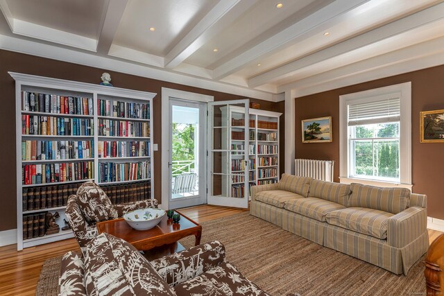 118 S St, Litchfield, CT 06759 - sitting room featuring beam ceiling, wood finished floors, and recessed lighting
