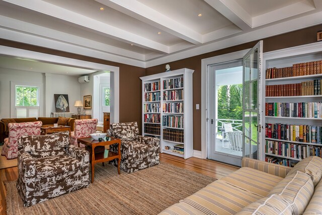 118 S St, Litchfield, CT 06759 - living room with wood finished floors and beamed ceiling