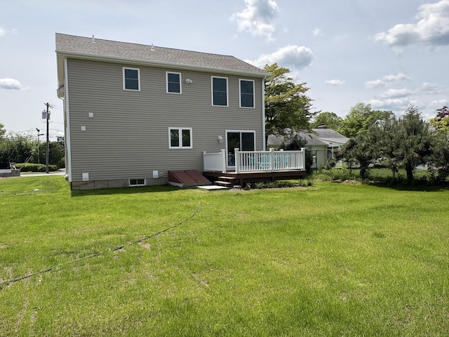 19 Race Ave, Plainville, CT 06062 - rear view of property featuring a wooden deck and a lawn