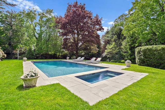 42 Morningside Dr S, Westport, CT 06880 - outdoor pool featuring an in-ground hot tub, a yard, and a patio area