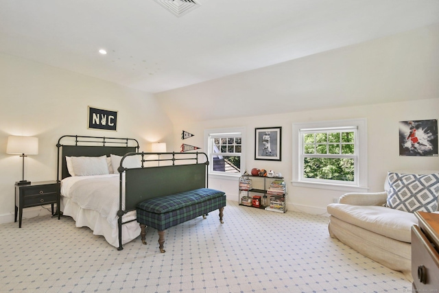 42 Morningside Dr S, Westport, CT 06880 - carpeted bedroom with baseboards, recessed lighting, and lofted ceiling