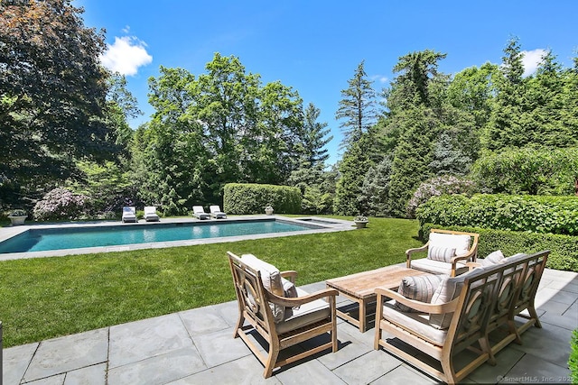 42 Morningside Dr S, Westport, CT 06880 - swimming pool featuring a patio area and a lawn
