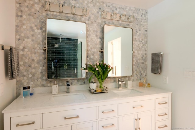 21 Perry St, Salisbury, CT 06039 - full bathroom with double vanity and tiled shower