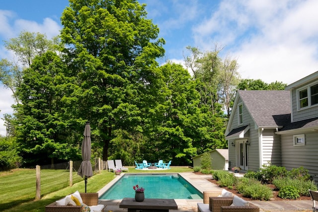 21 Perry St, Salisbury, CT 06039 - view of swimming pool featuring a patio and a lawn