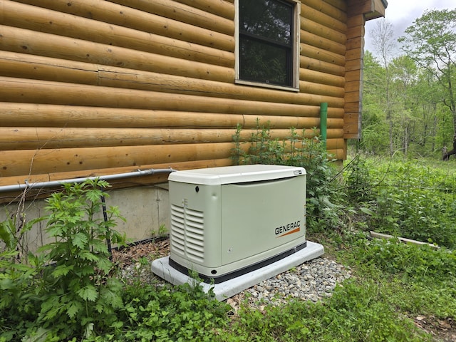 80 John Mack Rd, Hampton, CT 06247 - exterior view of a power unit and log veneer siding
