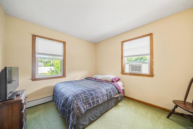 18 Kimberly Dr, Enfield, CT 06082 - carpeted bedroom with a baseboard radiator, multiple windows, cooling unit, and baseboards