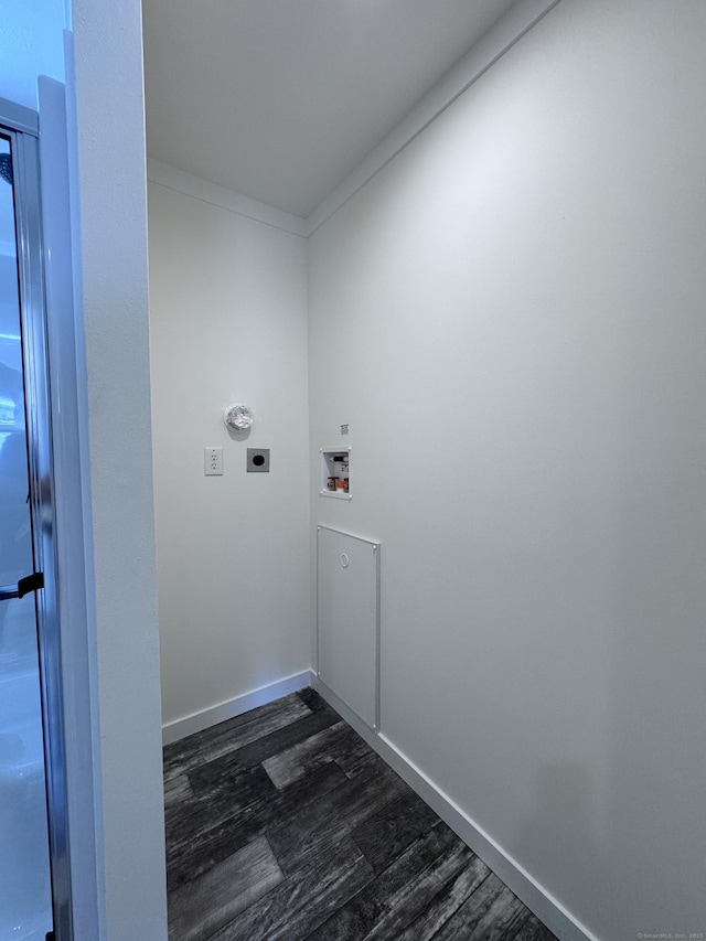 7 Middle Ter, Vernon, CT 06066 - washroom featuring electric dryer hookup, dark wood finished floors, washer hookup, and baseboards