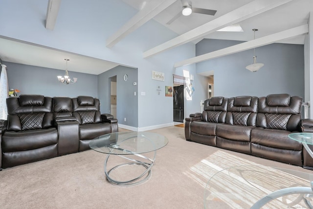 5 Stevens St, Bridgeport, CT 06606 - carpeted living area featuring a chandelier, a ceiling fan, and baseboards