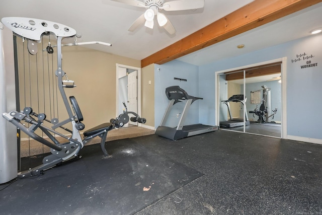 5 Stevens St, Bridgeport, CT 06606 - workout room featuring ceiling fan and baseboards