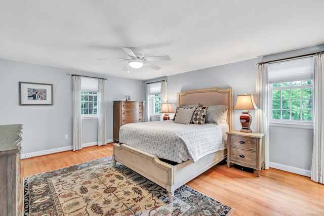 59 Ledyard Rd, West Hartford, CT 06117 - bedroom featuring light wood-style flooring, baseboards, and a ceiling fan