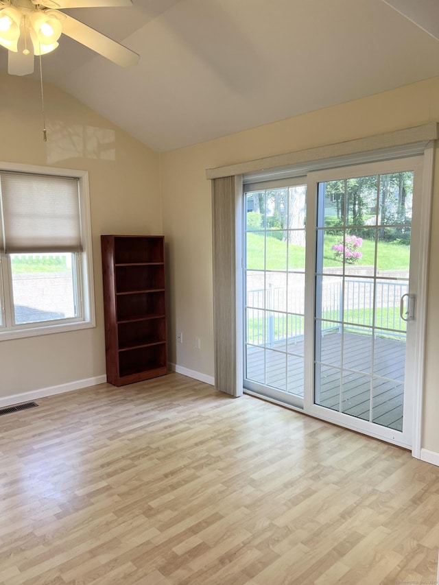 4 Cedar Grove Rd, Southington, CT 06489 - spare room with light wood finished floors, lofted ceiling, baseboards, and a ceiling fan