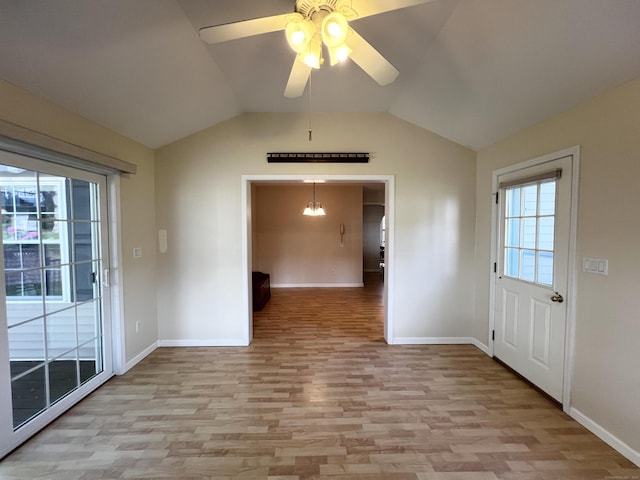 4 Cedar Grove Rd, Southington, CT 06489 - interior space featuring light wood-style floors, baseboards, lofted ceiling, and ceiling fan