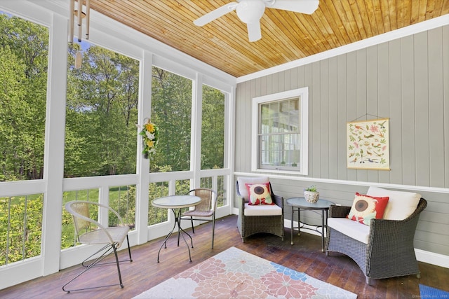 14 Withe Pass, Burlington, CT 06013 - sunroom / solarium with wooden ceiling, a ceiling fan, plenty of natural light, wood-type flooring, and wooden walls