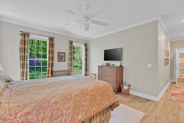 14 Withe Pass, Burlington, CT 06013 - bedroom with wood finished floors, ornamental molding, baseboards, and ceiling fan