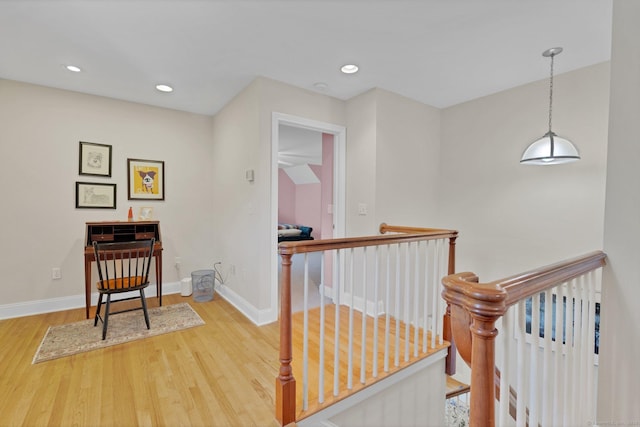 14 Withe Pass, Burlington, CT 06013 - corridor with an upstairs landing, light wood-style floors, baseboards, and recessed lighting