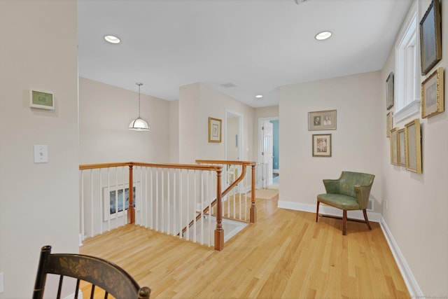 14 Withe Pass, Burlington, CT 06013 - hall with an upstairs landing, light wood-style floors, recessed lighting, and baseboards