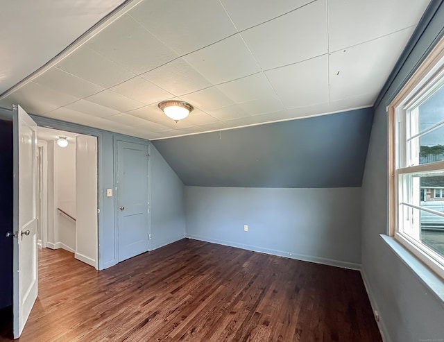 57 Fenway Dr, Hamden, CT 06517 - additional living space with dark wood-style flooring and vaulted ceiling