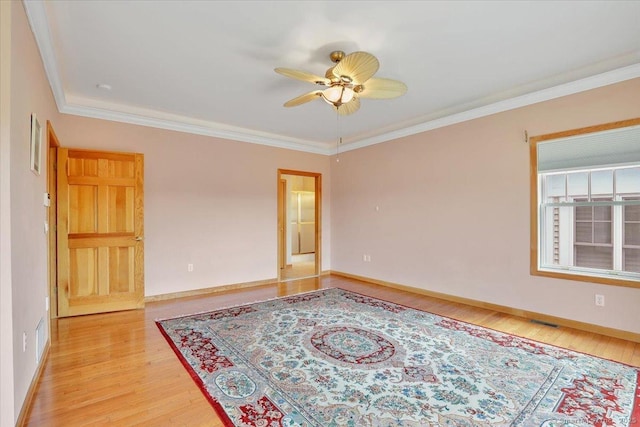 503 Dzen Way Unit 503, South Windsor, CT 06074 - unfurnished room featuring a ceiling fan, light wood-type flooring, and ornamental molding