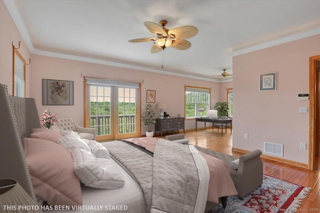 503 Dzen Way Unit 503, South Windsor, CT 06074 - bedroom with hardwood / wood-style flooring, crown molding, and ceiling fan