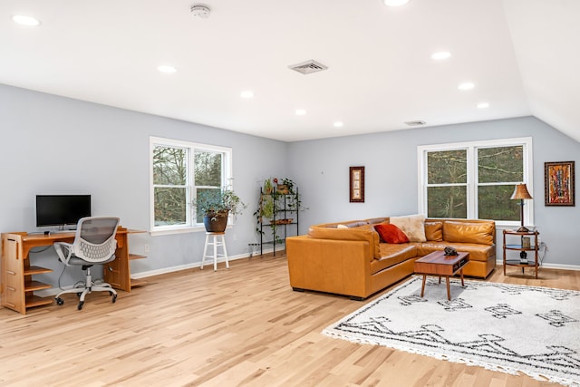 11 Pequot Ln, Hopkinton, Rhode Island, RI 02804 - living room with plenty of natural light, wood finished floors, a desk, recessed lighting, and baseboards