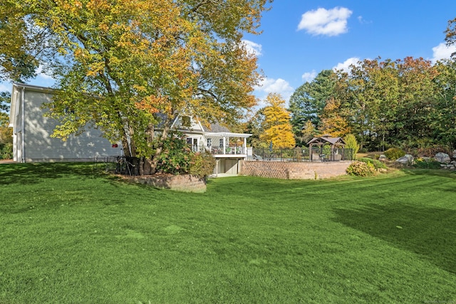 11 Pequot Ln, Hopkinton, Rhode Island, RI 02804 - view of green lawn featuring a gazebo and a deck