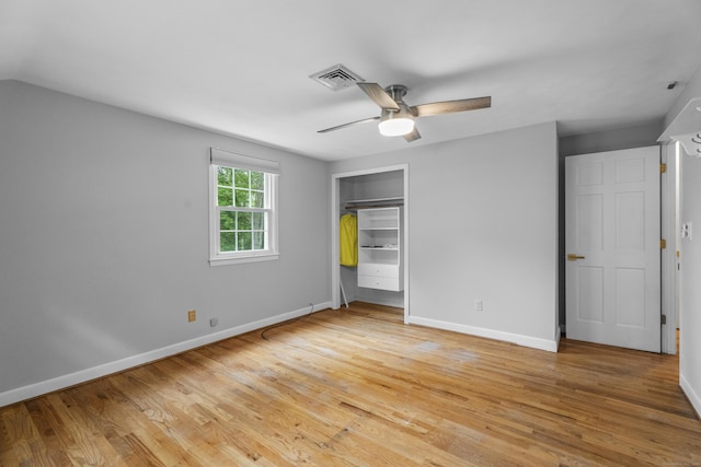 38 Rossie St, Stonington, CT 06355 - unfurnished bedroom featuring light wood-type flooring, ceiling fan, and a closet