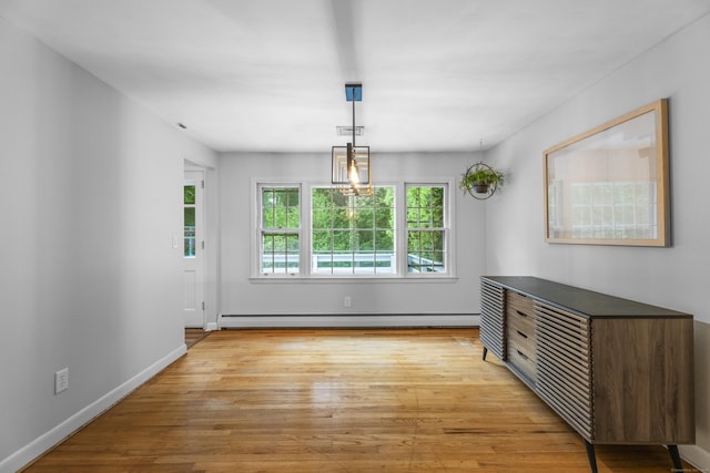 38 Rossie St, Stonington, CT 06355 - unfurnished dining area with baseboard heating and light wood-style floors
