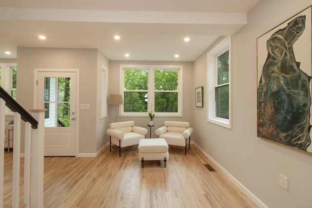 708 County Rd, Guilford, CT 06437 - sitting room featuring light wood-type flooring, plenty of natural light, baseboards, and recessed lighting