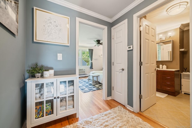 148 Fairway Dr Unit 148, Cheshire, CT 06410 - corridor featuring crown molding, light wood-style floors, and baseboards