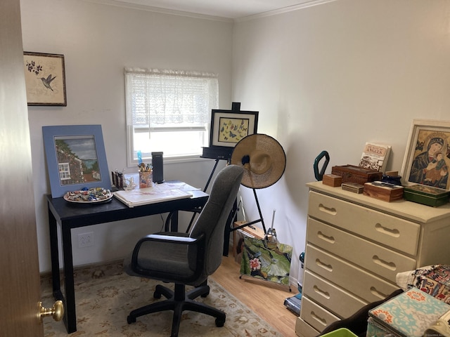7 Cedar Grove Rd, Southington, CT 06489 - home office featuring crown molding and light wood-style flooring