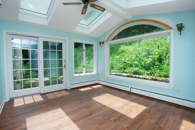 106 Hedgehog Ln, Simsbury, CT 06092 - spare room with a skylight, a ceiling fan, a baseboard radiator, and plenty of natural light