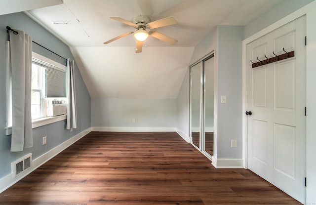 251 Forest Rd, North Branford, CT 06472 - bonus room featuring lofted ceiling, a ceiling fan, cooling unit, wood finished floors, and baseboards